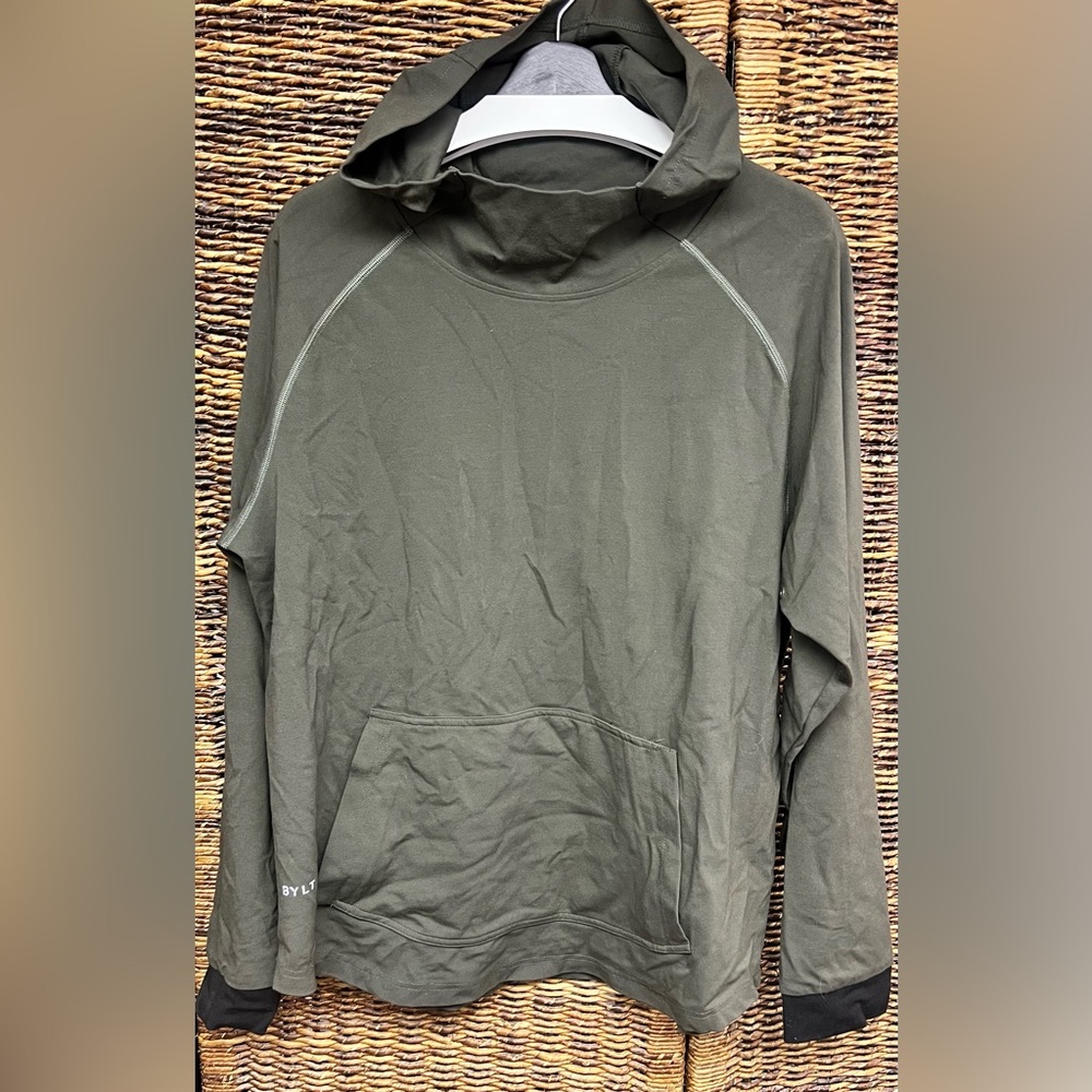 BYLT- Mens Olive Green Hoodie- size: Large, Premium Drop Cut Pullover